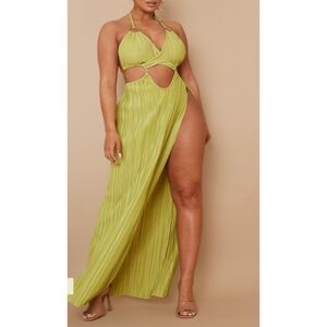 Lime Green Cut Out Maxi Dress